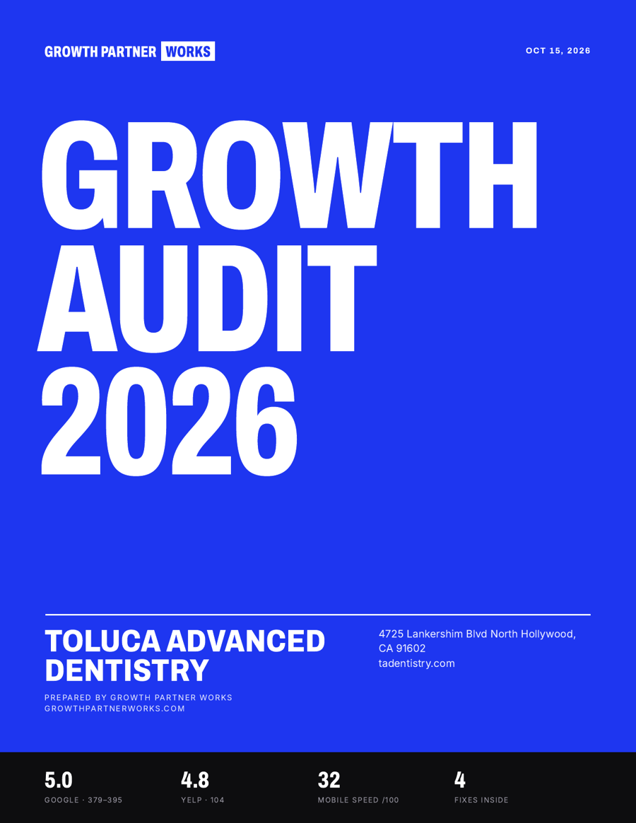 Cover page of a sample Growth Audit report